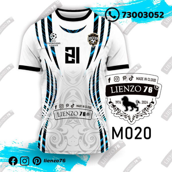 Polera de fútbol colores combinados celeste negro - Imagen 2