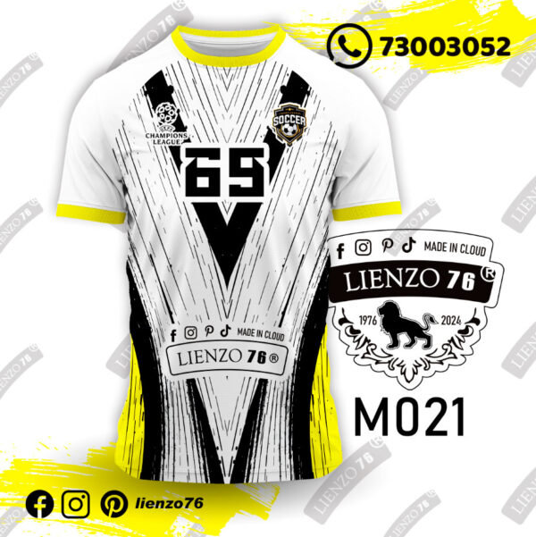 Polera de fútbol sublimada colores combinados amarillo negro