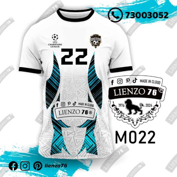 Polera de fútbol sublimada cian negro