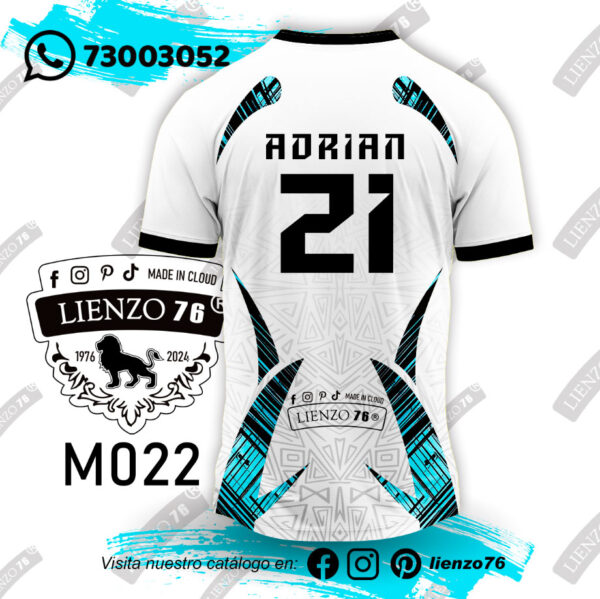 Polera de fútbol sublimada cian negro - Imagen 2