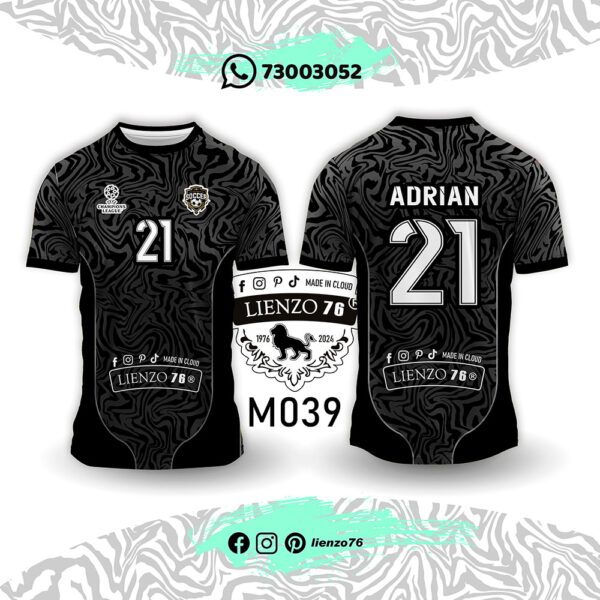 Polera de fútbol sublimada negro gris