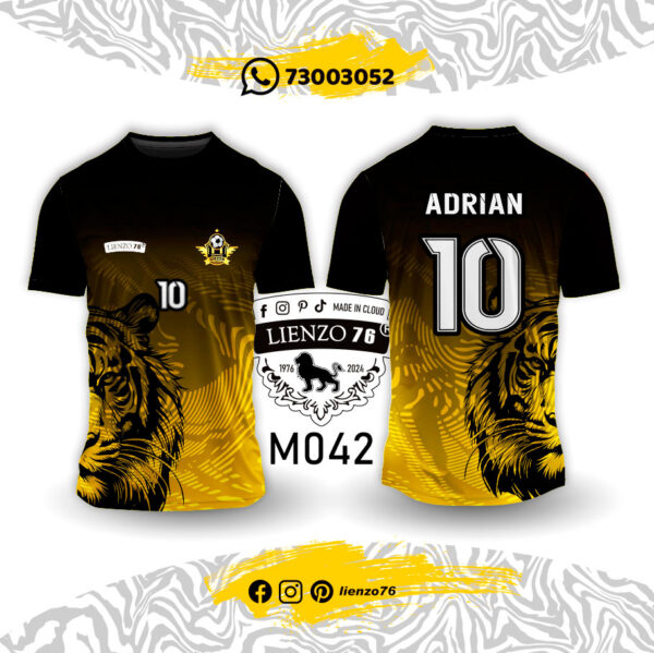 Polera de fútbol sublimada amarillo negro tigre